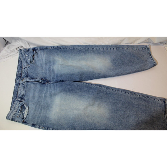 Old Navy O.G. Straight Leg High Rise Lite Wash Blue Jeans Size:20 Distressed - Picture 7 of 16